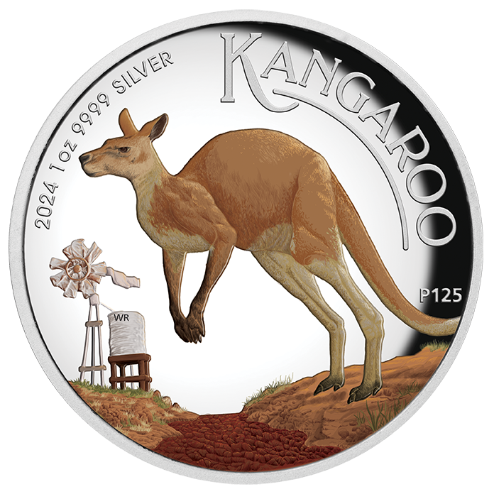 Australian Kangaroo 2024 1oz Silver Proof High Relief Coloured Coin