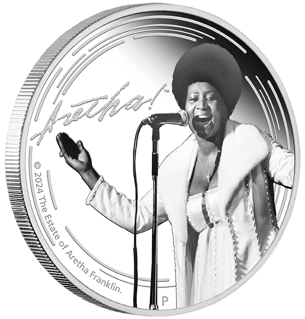 Aretha Franklin 2024 1oz Silver Proof Coloured Coin