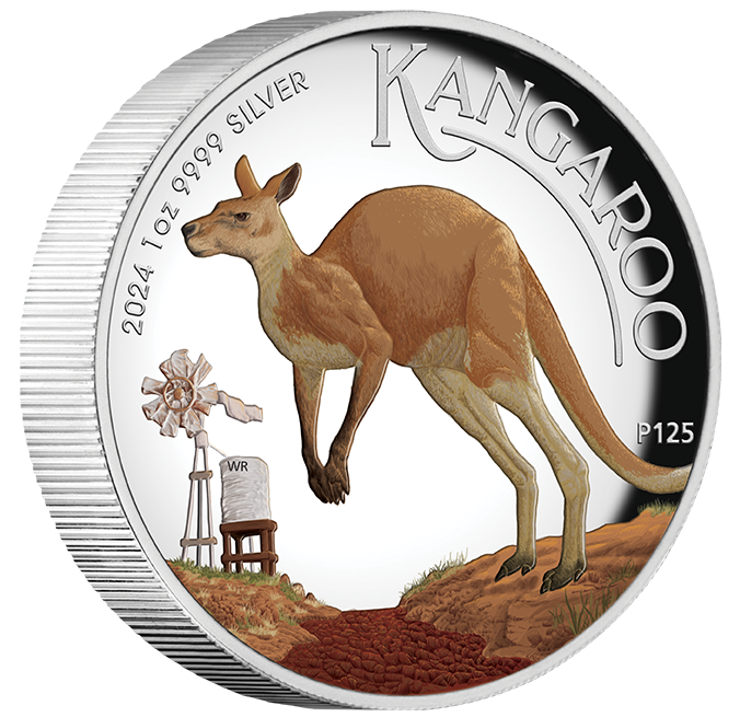 Australian Kangaroo 2024 1oz Silver Proof High Relief Coloured Coin