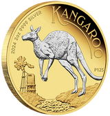 Australian Kangaroo 2024 2oz Silver Proof Reverse Gilded Coin