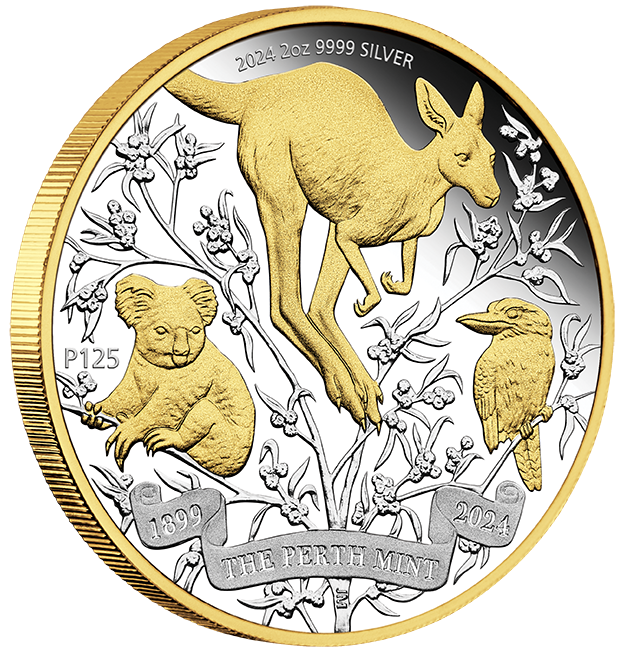 The Perth Mint's 125th Anniversary 2024 2oz Silver Proof Gilded Coin