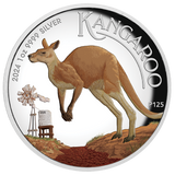 Australian Kangaroo 2024 1oz Silver Proof High Relief Coloured Coin