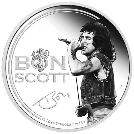 Bon Scott 2024 1oz Silver Proof Coloured Coin