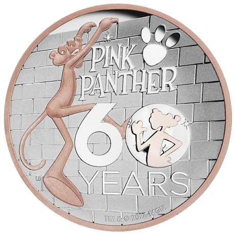 Pink Panther 60th Anniversary 2024 5oz Silver Proof High Relief Gilded Coin