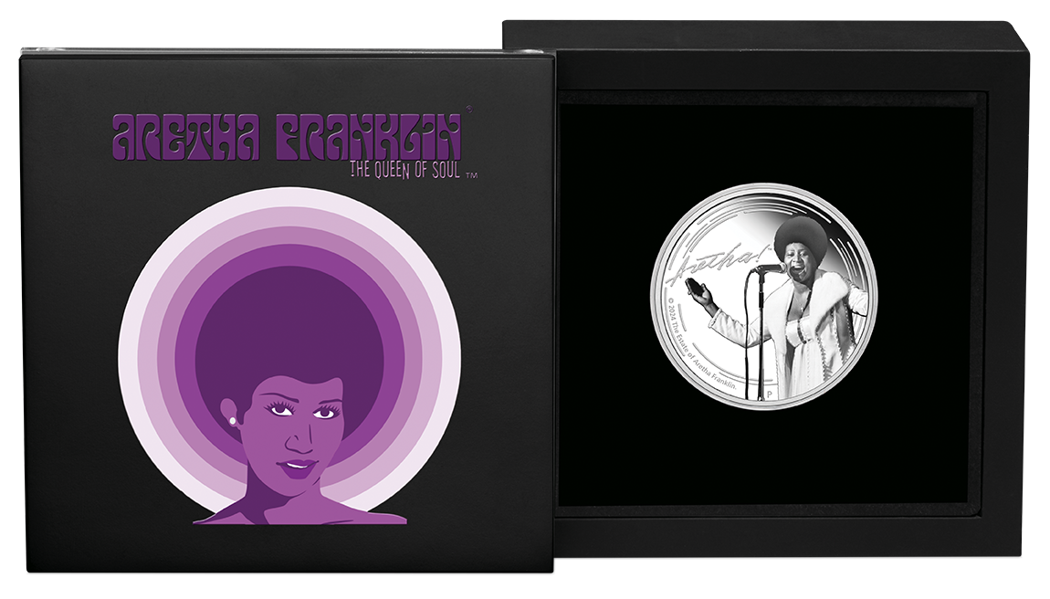 Aretha Franklin 2024 1oz Silver Proof Coloured Coin