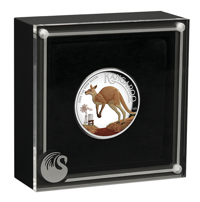 Australian Kangaroo 2024 1oz Silver Proof High Relief Coloured Coin