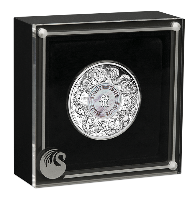 Double Dragon with Mother of Pearl 2024 2oz Silver Proof Coin