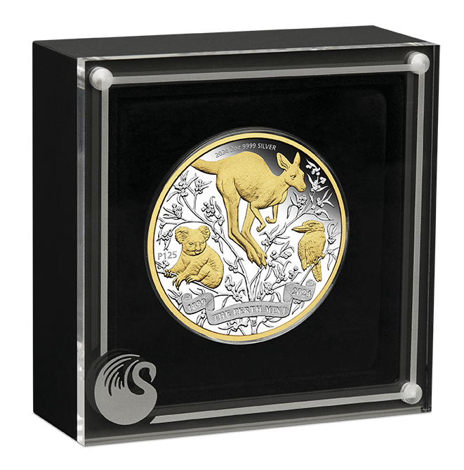 The Perth Mint's 125th Anniversary 2024 2oz Silver Proof Gilded Coin