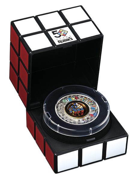 Rubik’s™ Cube 50th Anniversary 2024 2oz Silver Antiqued Coloured Coin