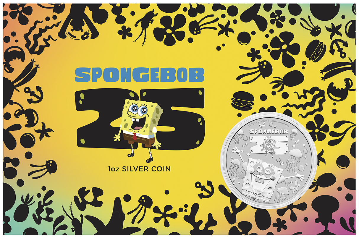 SpongeBob Squarepants 2024 1oz Silver Bullion Coin In Card