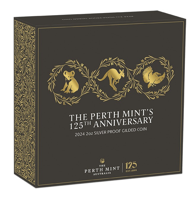 The Perth Mint's 125th Anniversary 2024 2oz Silver Proof Gilded Coin