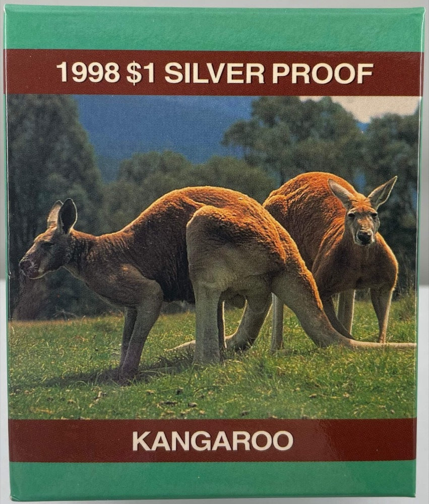 $1 1998 Kangaroo 1oz 99.9% Silver Proof Coin.