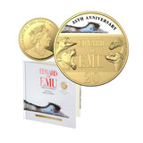 2023 20c CuNi Gold-Plated Colour Printed Uncirculated Coin - DELUXE Edition Book - 35th Anniversary of Edward the Emu