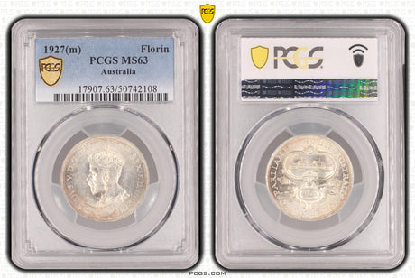 1927 Florin. Melbourne. PCGS MS63