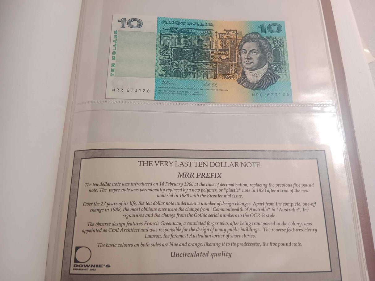 Last Paper Note Very Last Prefix Uncirculated Banknote Collection