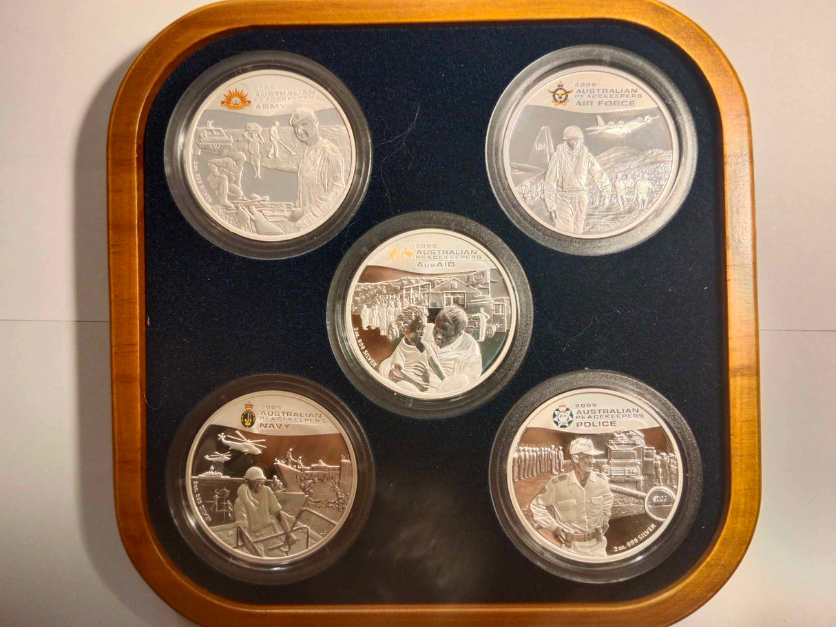 2005 Australian Peacekeepers 5 2oz coin set.