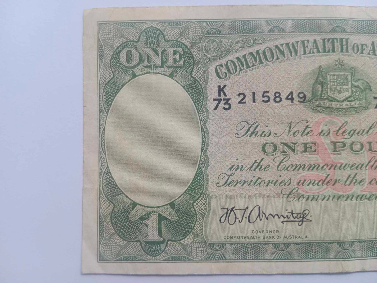 1942 R30 Armitage/McFarlane 1 Pound Circulated Note.