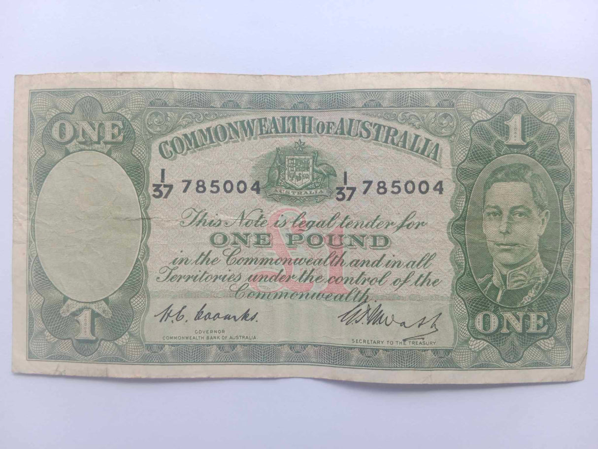 1949 R31 Coombs/Watt 1 Pound Circulated Note.