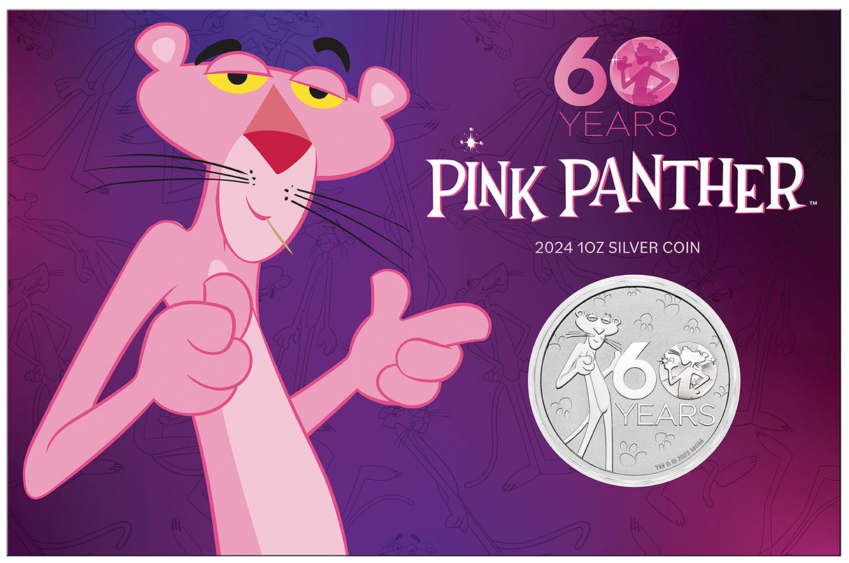 2024 Pink Panther 60th Anniversary 1oz Silver Carded Coin