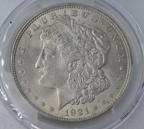 1921 $1 United States. Morgan Dollar. MS62.   A classic 1921 Morgan Dollar, graded MS62, showcasing Liberty’s iconic design. A historic and highly collectible piece.