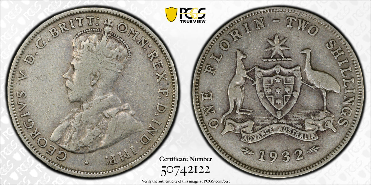 1932 Florin. Melbourne. PCGS VF20