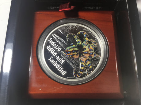 2008 $1oz Silver Proof Coin. Deadly and Dangerous Series. Australia’s Blue-Ringed Octopus