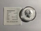 2011 $1 Silver Brilliant Uncirculated Coin in Capsule. Kangaroo At Sunset. F15 Privy Mark.