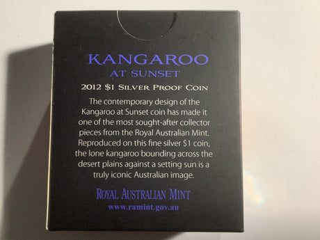 2012 $1 Kangaroo At Sunset Silver Proof Coin.