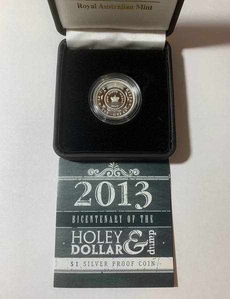 2013 $1 Silver Proof Coin. Bicentenary of the Holey Dollar and Dump.