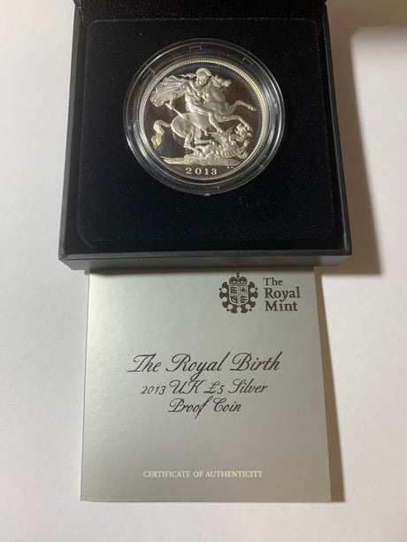 2013 5 Pound Crown Silver Proof Coin. The Royal Birth.