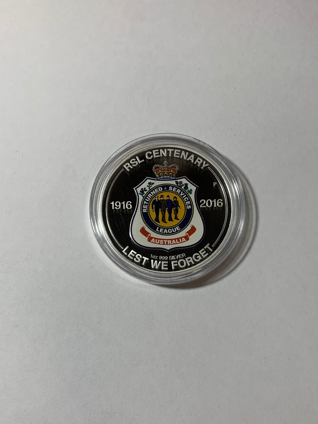 2016 $1 1oz Silver Proof Coin. Returned and Services League of Australian Centenary Coin.