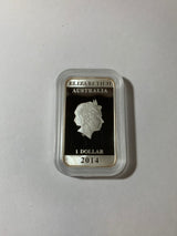 2014 $1 1oz Silver Proof Coin. Vintage Travel. Australia. Eleen Mayo.