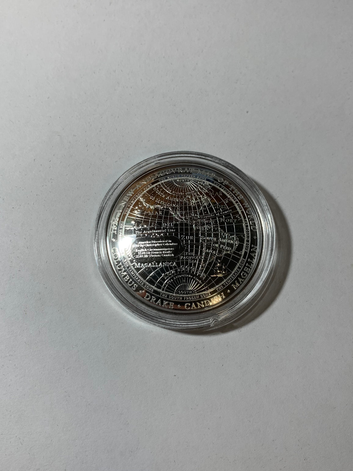 2019 $5 Fine Silver Proof Coin. 1626 A New Map of the World.