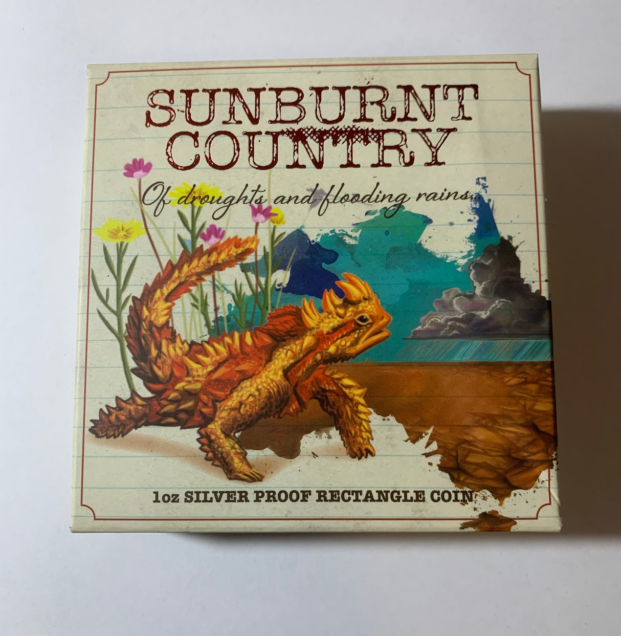 2015 $1 1oz Silver Proof Rectangular Coin. Sunburnt Country Series. Of Drought and Flooding Rains.