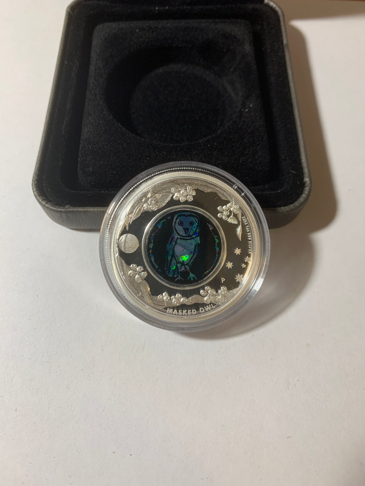 2014 $1 1oz Silver Proof Coin. Australian Opal Series. Masked Owl.