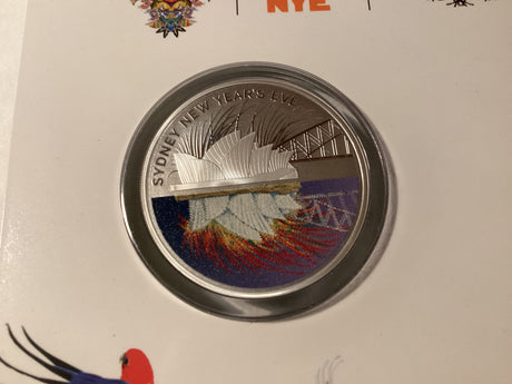 2016 $1 Coloured Fine Silver Frosted Uncirculated Coin. New Year’s Eve.