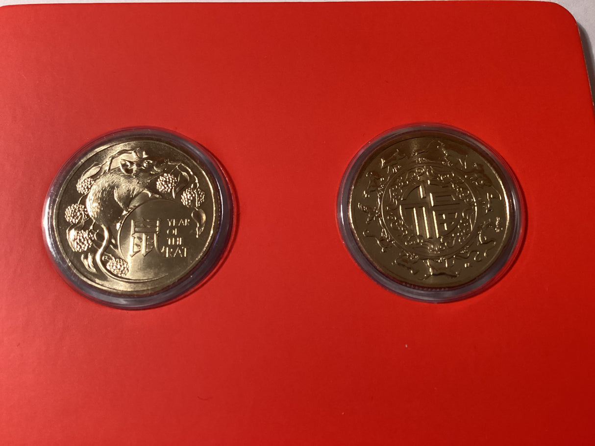 2020 Two Coin $1 Set. Lunar Series. Year of the Rat.