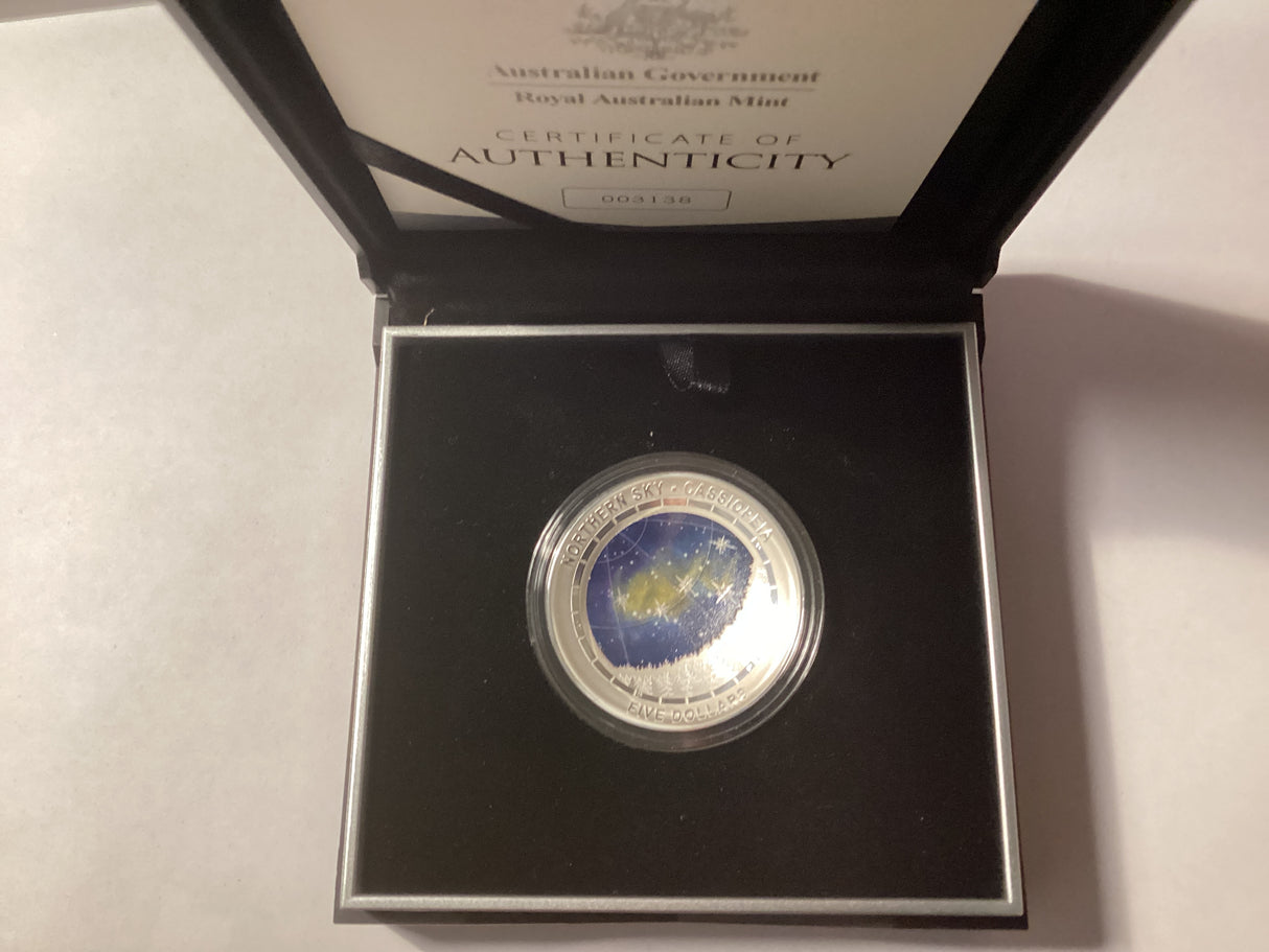 2016 $5 Silver Proof Domed Coin. Northern Sky. Cassiopeia.