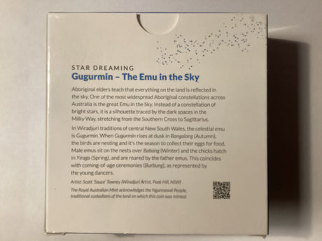 2020 $1 Fine Silver Uncirculated Coin. Star Dreaming. The Emu in the Sky