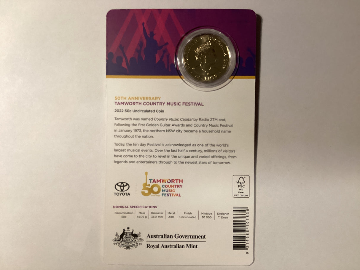 2022 50c 50th anniversary of Tamworth Country Music Festival Uncirculated Coin