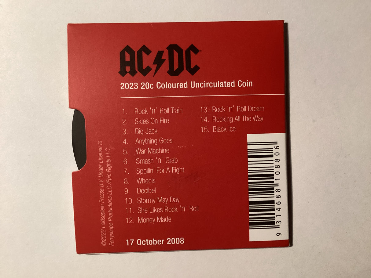 2023 20c Uncirculated Coin. ACDC. Black Ice