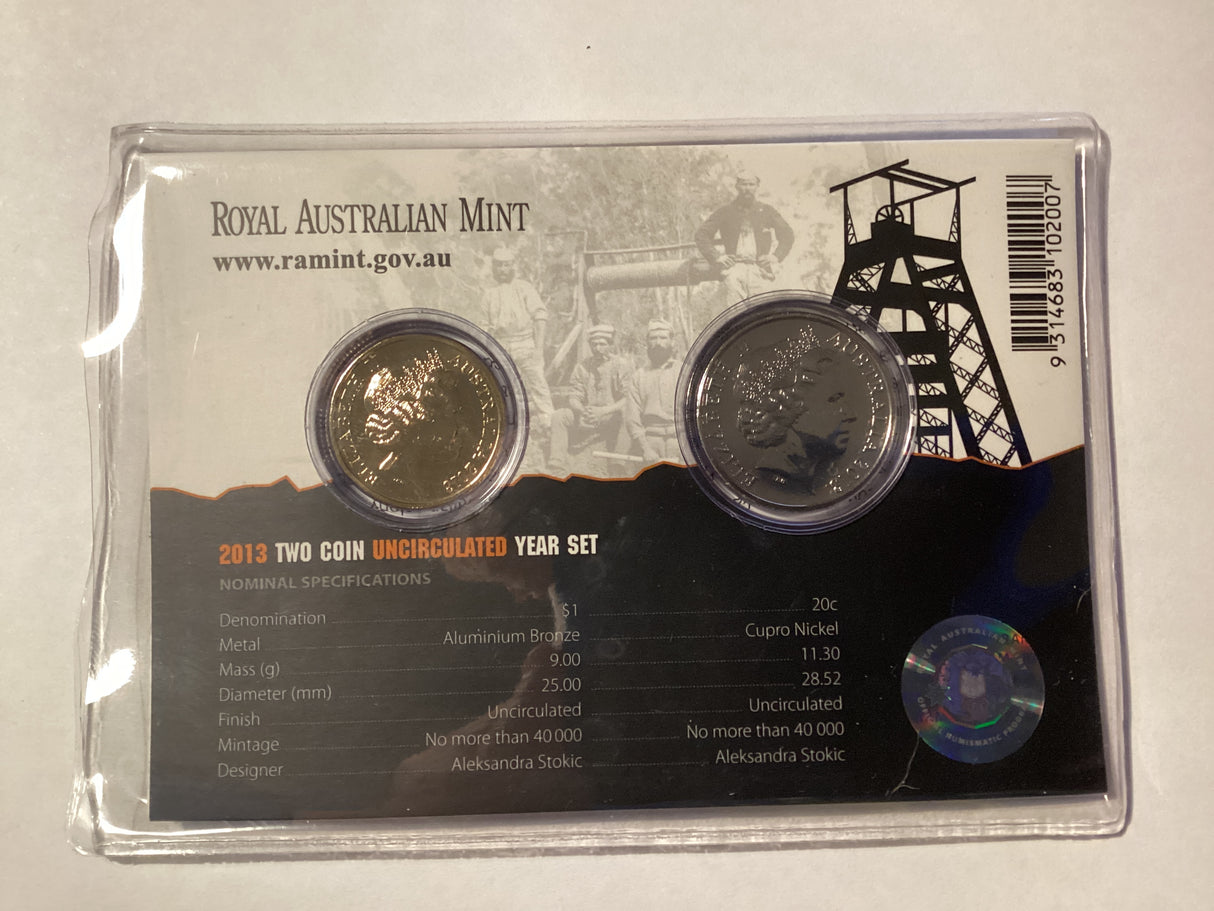 2013 Australian Mining. Two Coin Uncirculated Set.