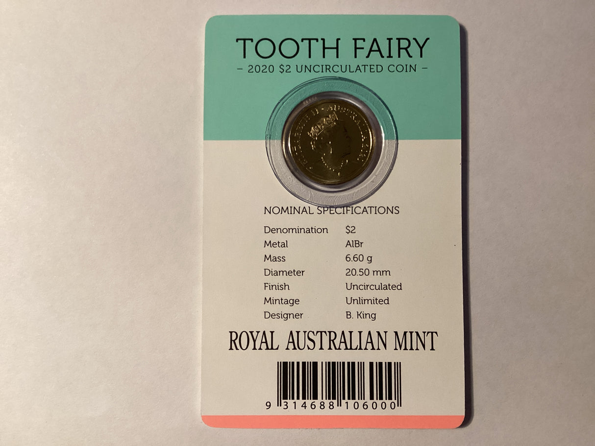 2020 $2 Tooth Fairy Uncirculated Carded Coin.