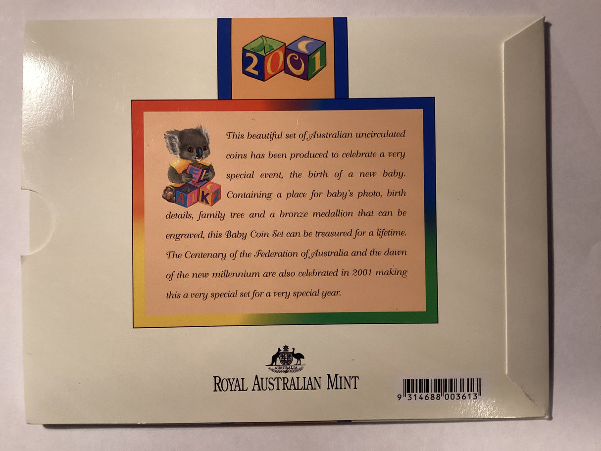 2001 Australian Uncirculated Baby Coin Set. Centenary of Federation with Medallion.