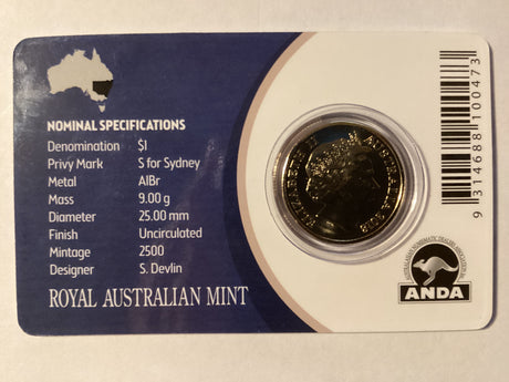 2018 $1 Mob of Roos Carded Coin. Anda Release. ‘S’ Mintmark