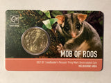 2021 $1 Mob of Roos Carded Coin. Anda Release. Leadbeater’s Possum Privy Mark. Melbourne ANDA.