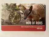 2021 $1 Mob of Roos Carded Coin. Anda Release. Numbat Privy Mark.  Perth ANDA.