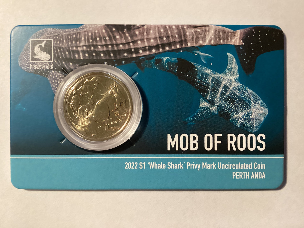 2022 $1 Mob of Roos Carded Coin. Anda Release. Whale Shark. Perth ANDA.