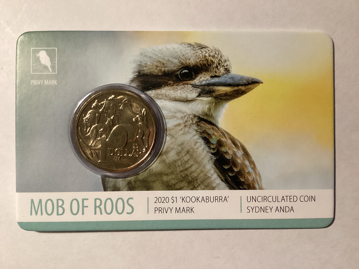 2020 $1 Mob of Roos Carded Coin. Anda Release. Kookaburra. Sydney ANDA.