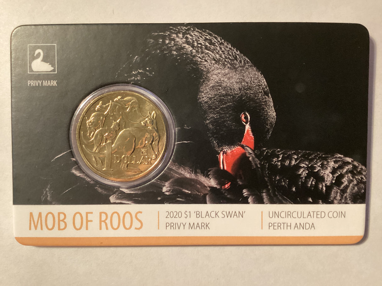 2020 $1 Mob of Roos Carded Coin. Anda Release. Black Swan.  Perth ANDA.